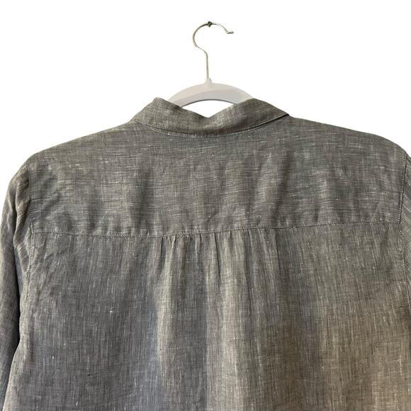 J. Jill Love Linen Blouse Tunic 100% Linen Heather Gray SZ Med Office Preppy - Picture 7 of 10